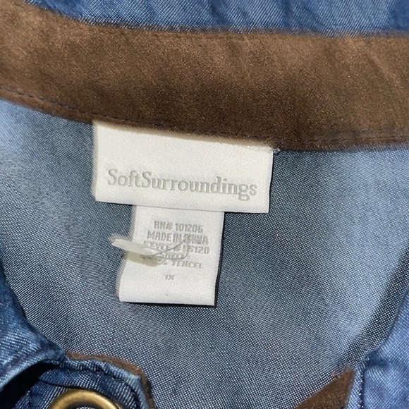 NWOT Soft Surroundings Plus Size Denim Chambray Tencel Weekend Top - Picture 11 of 11